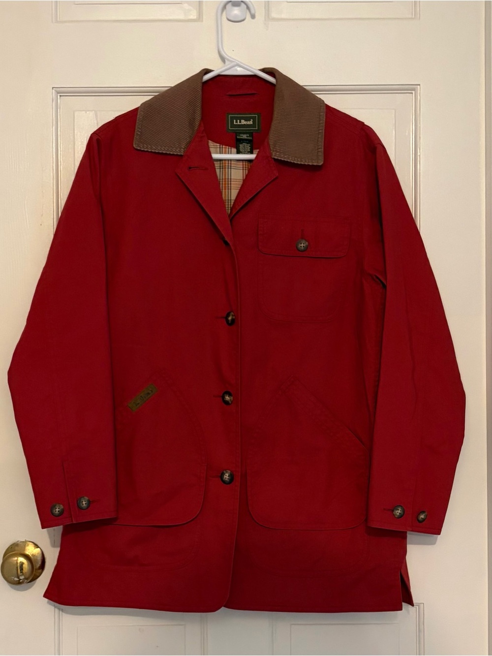VTG LL Bean XS Adirondack Barn Jacket Cranberry Red Corduroy Collar 
Like New